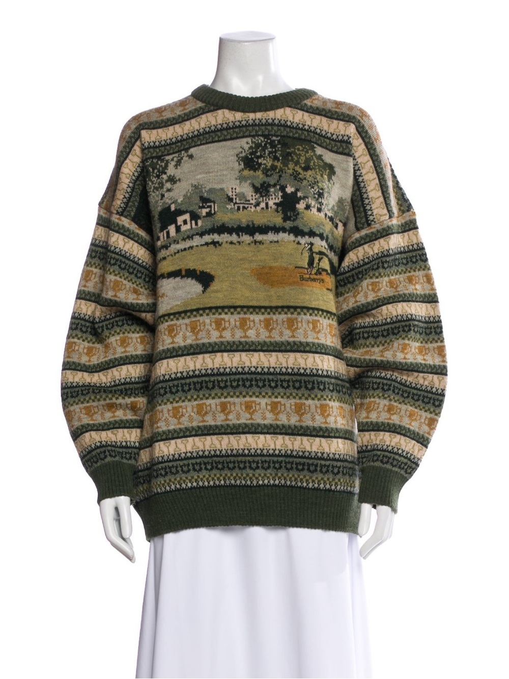 Burberry golf printed knit sweater baggy fit for USA woman S/M/L